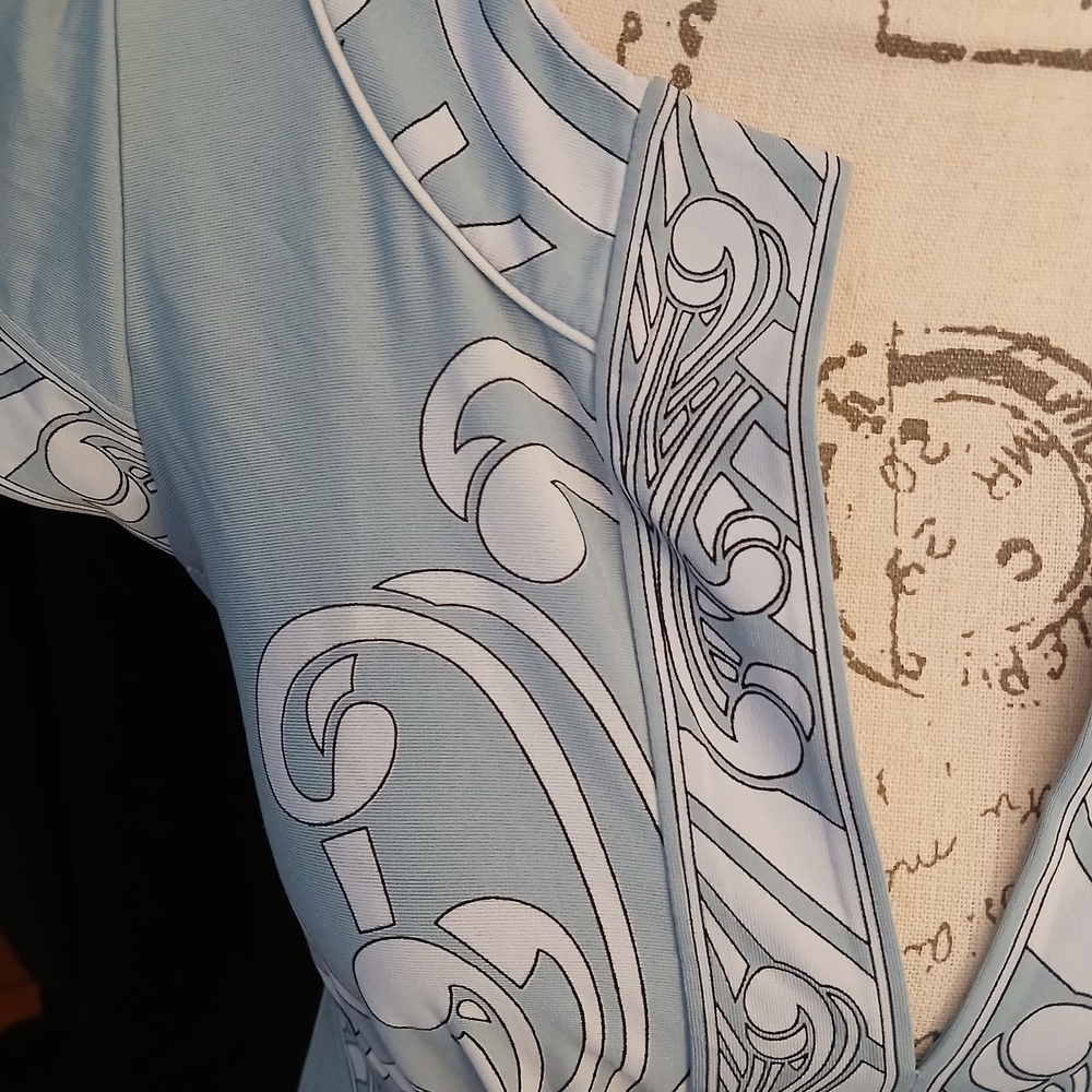 BCBGMaxAzria Light Blue & White Printed Dress - Picture 3 of 4